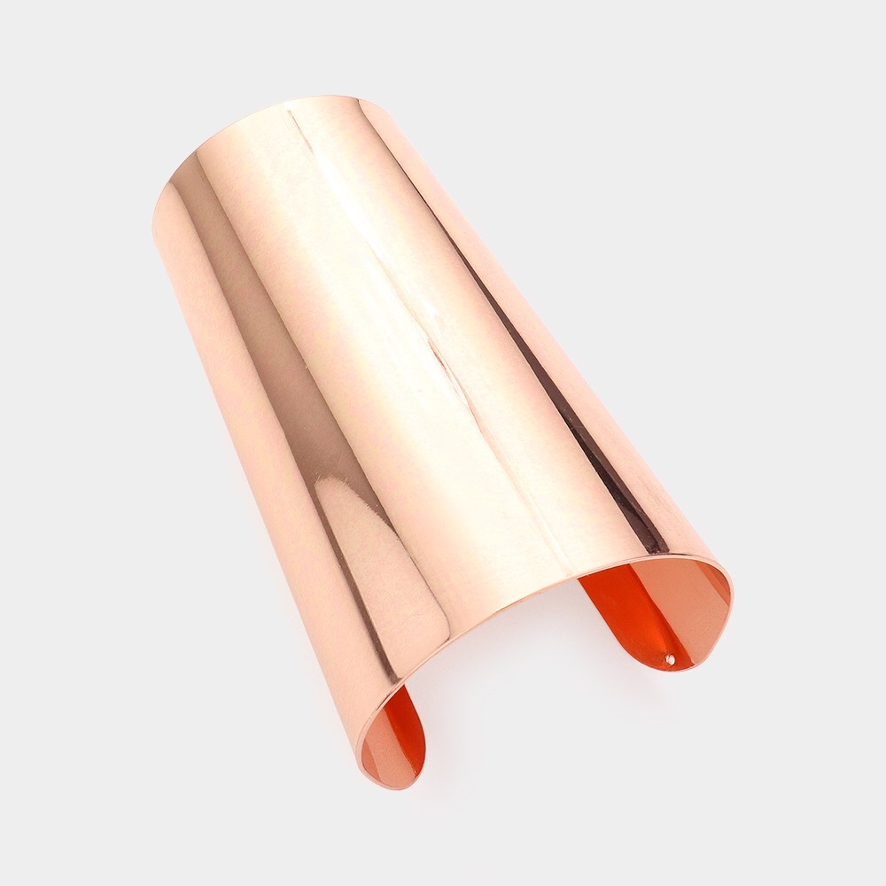 Rose Gold Wide Metal Cuff Bracelet